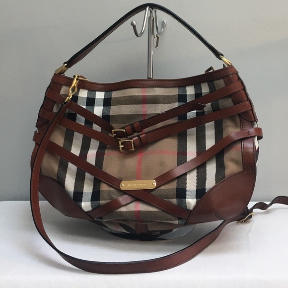 Sold* Burberry Bridle House Check Gosford Hobo - Picture 2 of 8